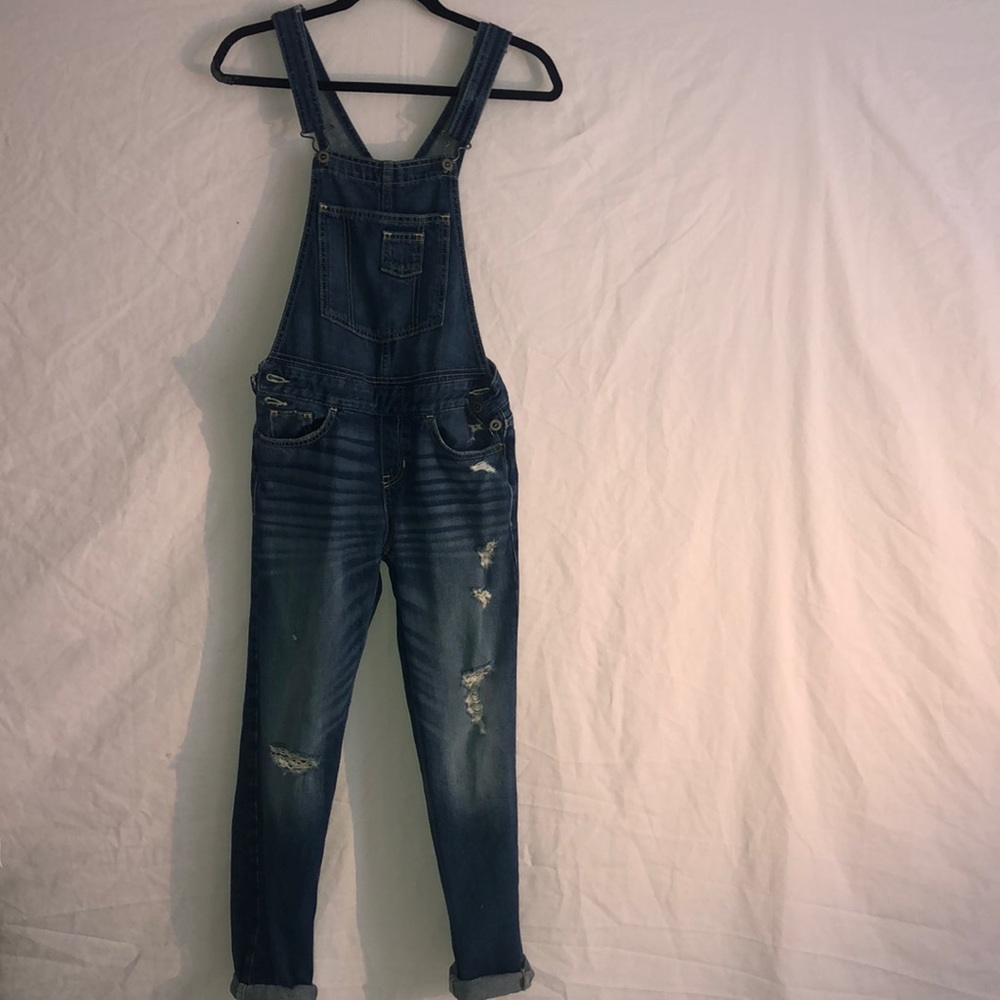 Hollister XS distressed  jean overalls